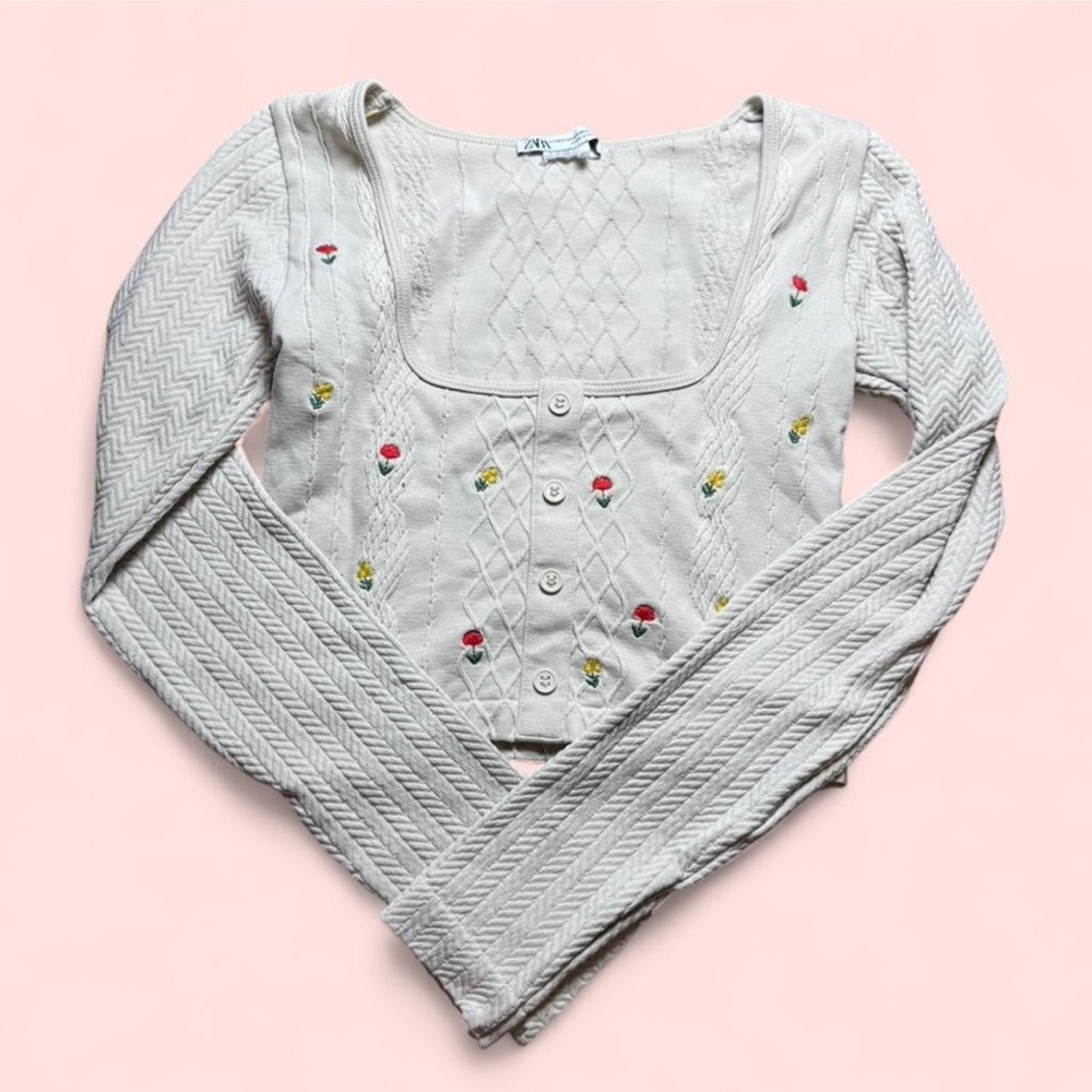Zara Textured Cream Sweater